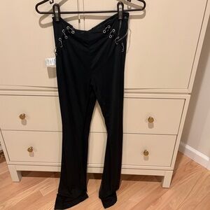 Stylish Black Lace-Up Women's Flare Pants